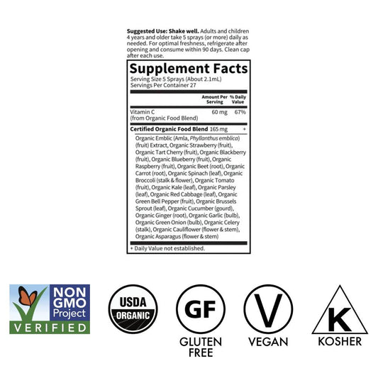 Garden of Life Vitamin Mykind Organics Vitamin C Organic Spray Cherry Tangerine 58ml