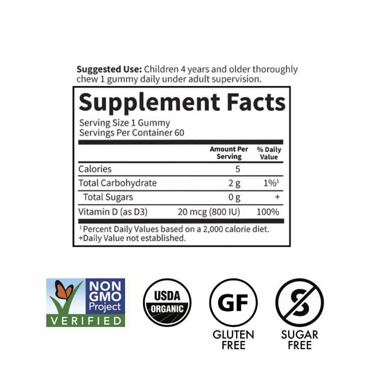 Garden of Life Organic Kids Vitamin D3 Gummy Orange flavor x60