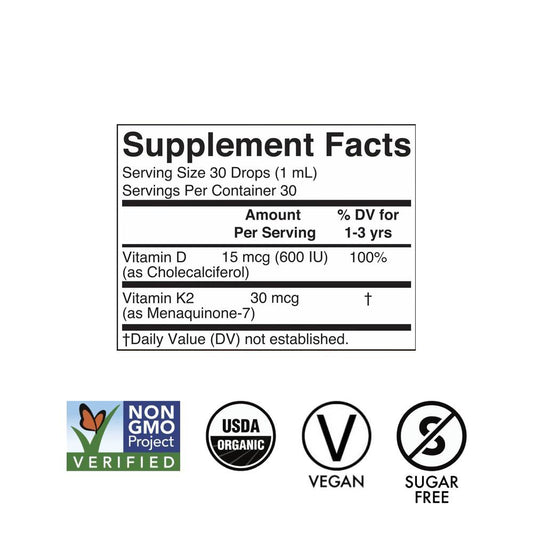 MaryRuth's Toddler Vitamin D3+K2 Liquid Drops 60ml