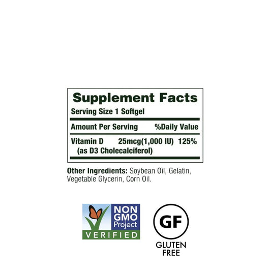 Nature's Bounty Vitamin D3 1000 IU Softgels x120