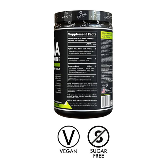 Sascha Fitness BCAA + Glutamine Powder Suplement Lemon Lime Flavor 363g