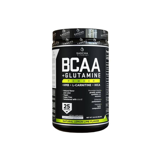 Sascha Fitness BCAA + Glutamine Powder Suplement Lemon Lime Flavor 363g